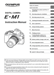 The cover of Olympus OM-D E-M1 Digital Camera Instruction Manual