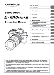 The cover of Olympus OM-D E-M10 Mark II Digital Camera Instruction Manual