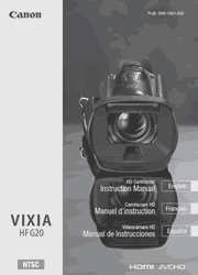 The cover of Canon VIXIA HF G20 Camcorder Instruction Manual