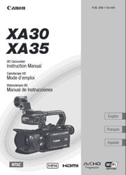 The cover of Canon XA30, XA35 Professional HD Camcorders Instruction Manual