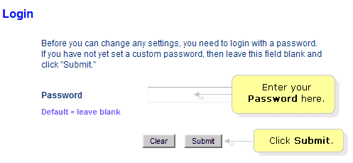 Enter router Password