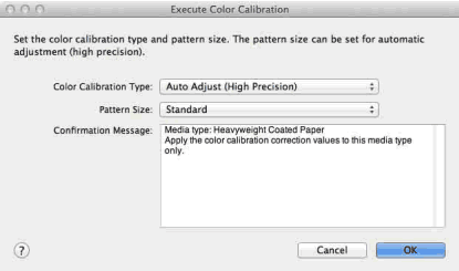 Execute Color Calibration dialog box