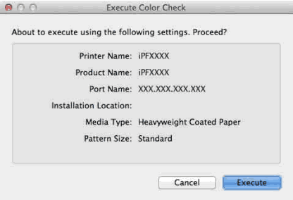 Execute Color Check dialog box