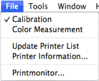 imagePROGRAF Color Calibration Management Console File Menu