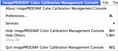 imagePROGRAF Color Calibration Management Console Menu