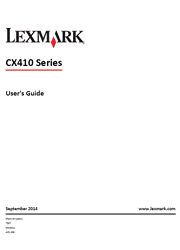 The cover of Lexmark CX410E, CX410DE, CX410DTE Color Laser Printers User’s Guide